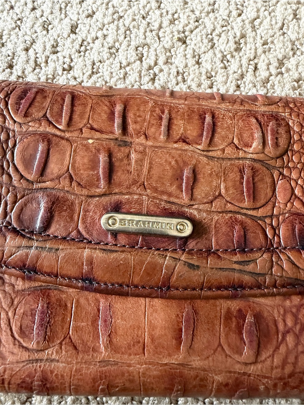 Old Brahmin Cognac Croc-Embossed Leather Continental Wallet - Picture 2 of 11